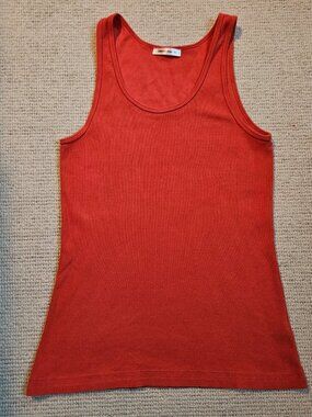 American Giant Ribbed Tank Top Large L Burnt Orange Cotton Blend Stretch Casual